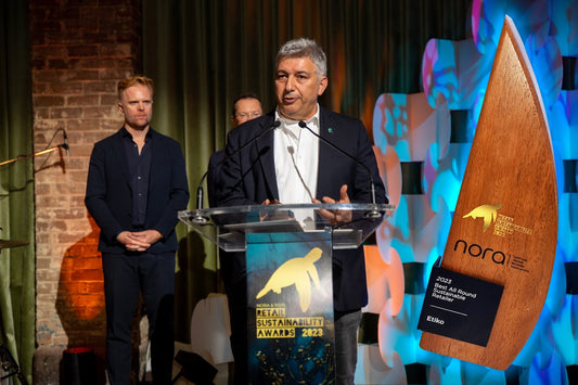 Nick Savaidis giving award winning speech at NORA awards