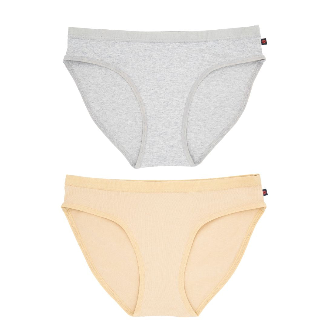 Ethical Women's Bikini Underwear (2 Pack Grey and Latte )