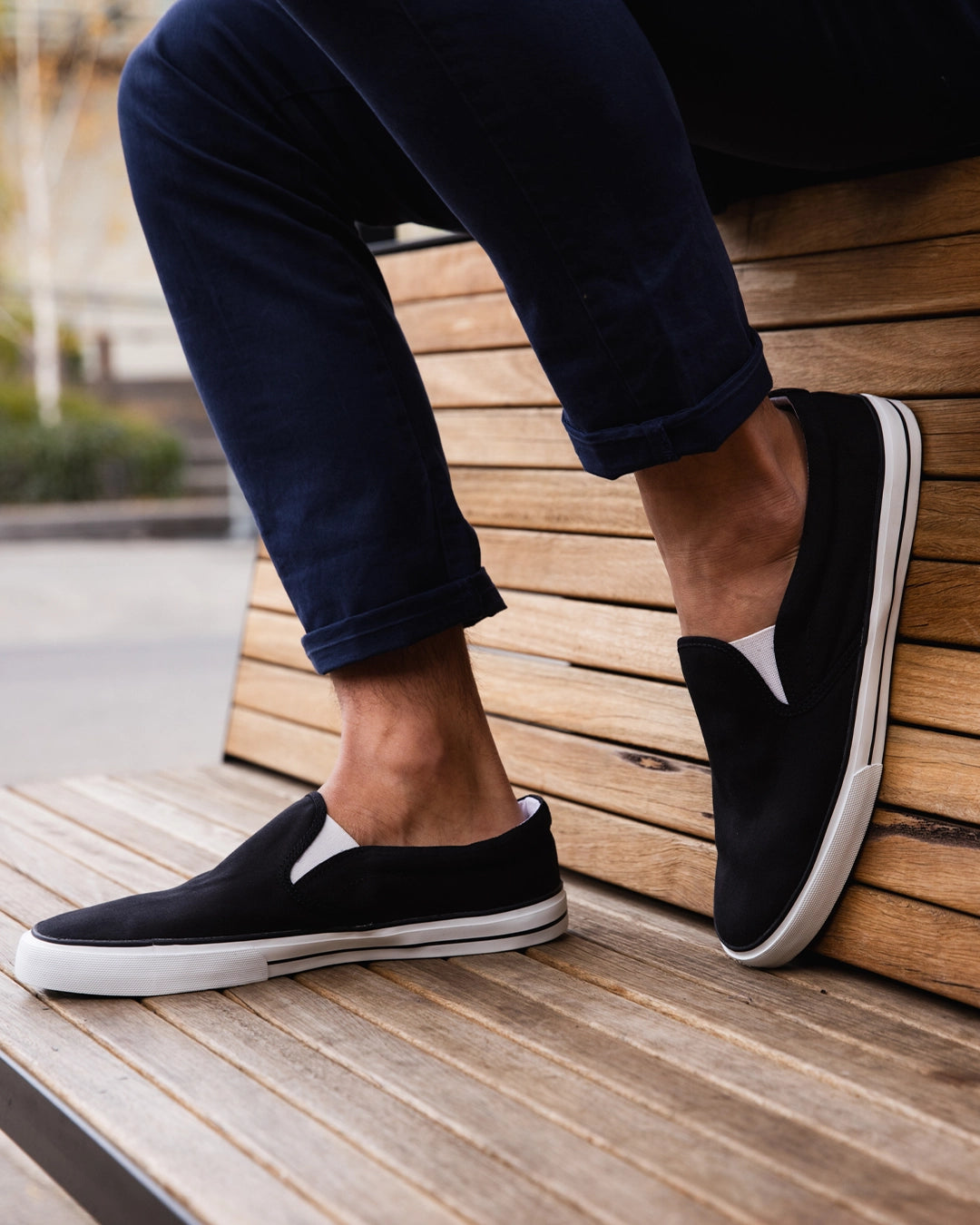 Etiko Vegan Slip Ons Black and White Sneakers Organic and Fairtrade Certified Ethical Sneakers