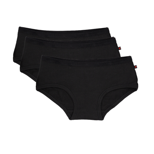 Organic cotton black ethical women's underwear boyleg or boyfit underwear bundle deals.