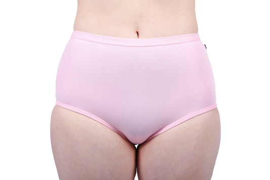 Etiko Pink organic cotton full brief ethical underwear with a elasticated waist, Fairtrade certified
