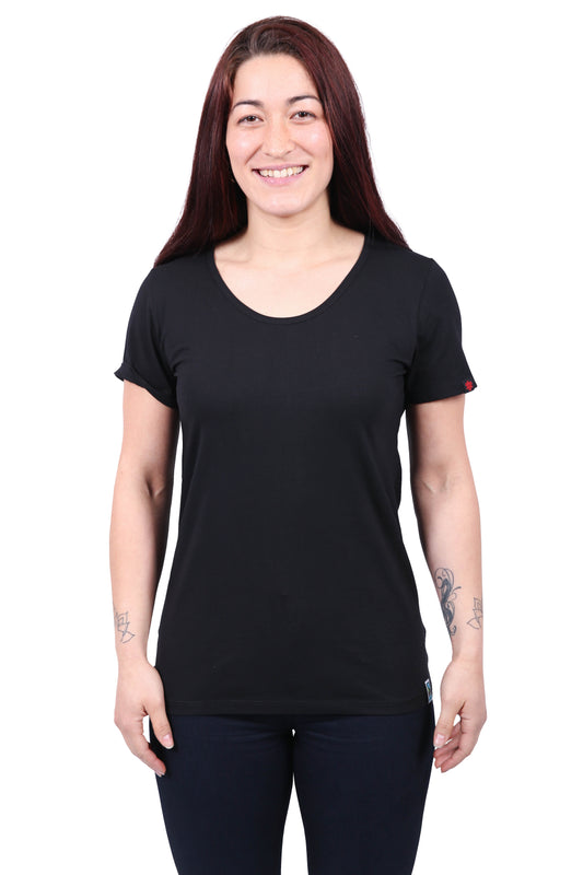 Etiko Fairtrade Certified Organic Cotton Black Womens Round Neck T-Shirt Bundle, Eco-Friendly