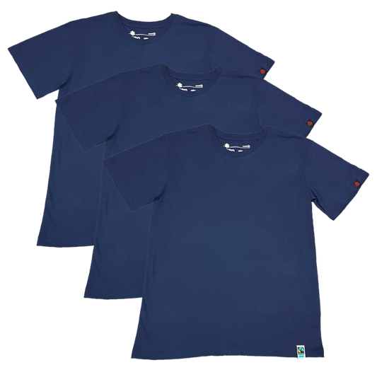 Etiko Fairtrade Certified Organic Cotton Navy Unisex T-Shirt Bundle Ethically-made, Eco-Friendly