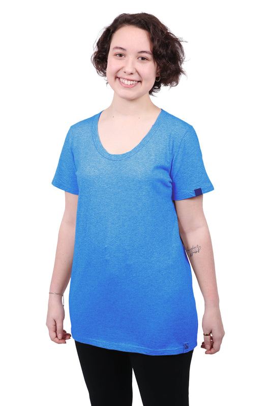 Etiko Fairtrade Certified Organic Cotton Blue Marle Womens Round Neck T-Shirt Bundle, Eco-Friendly