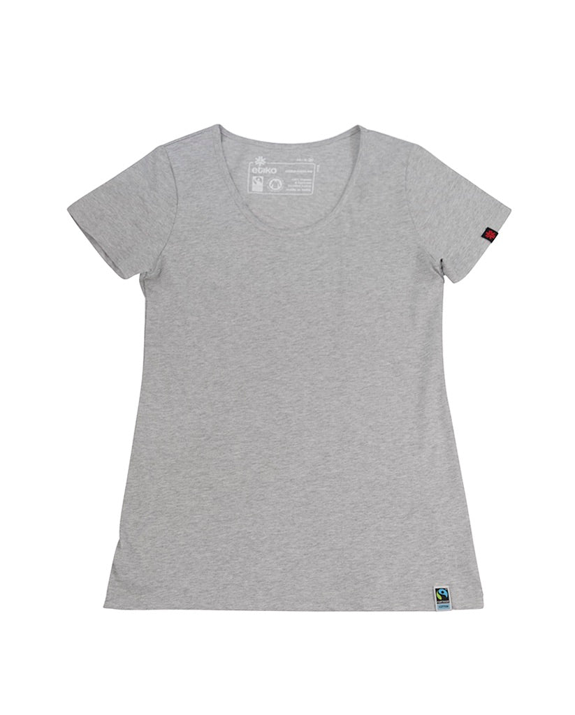 Etiko Fairtrade Certified Organic Cotton Grey Womens Round Neck T-Shirt Bundle, Eco-Friendly