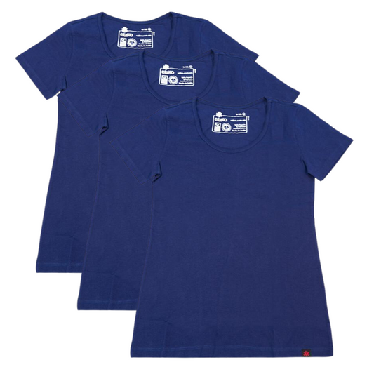 Etiko Fairtrade Certified Organic Cotton Navy Womens Round Neck T-Shirt Bundle, Eco-Friendly