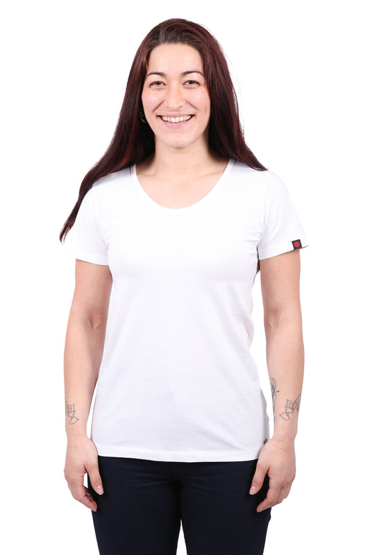 Etiko Fairtrade Certified Organic Cotton White Womens Round Neck T-Shirt Bundle, Eco-Friendly
