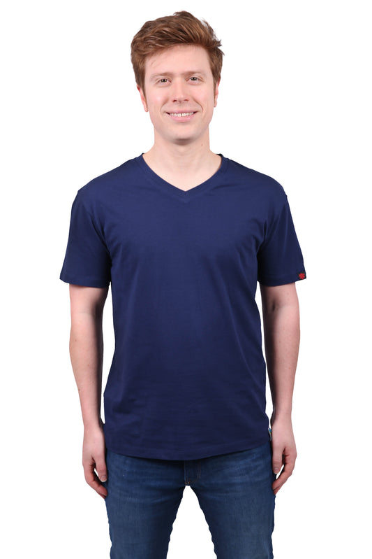 Etiko Fairtrade Certified Organic Cotton Navy Unisex V-Neck T-Shirt Bundles, Eco-Friendly