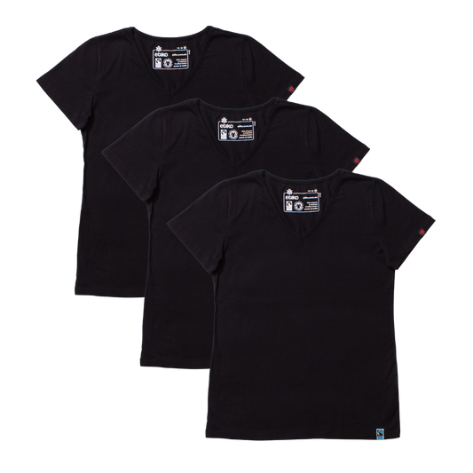 V-NECK T-SHIRT, WOMEN'S BLACK (3 Pack)