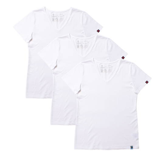V-NECK T-SHIRT, WOMEN'S WHITE (3 Pack)