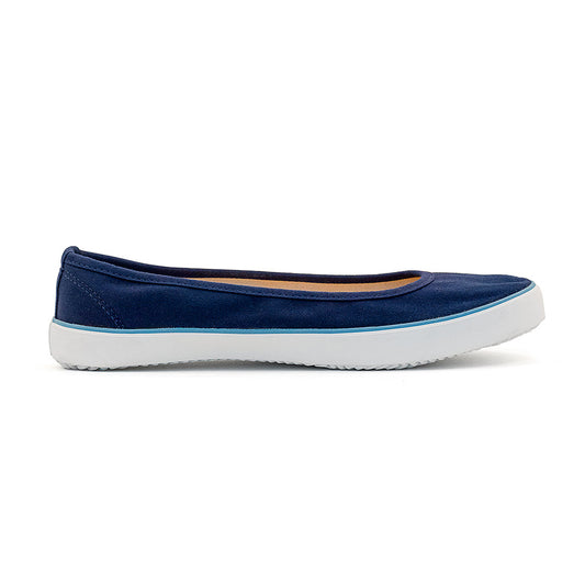 Etiko Vegan Ballet Flats Blue and White Sneakers Organic and Fairtrade Certified Ethical Sneakers