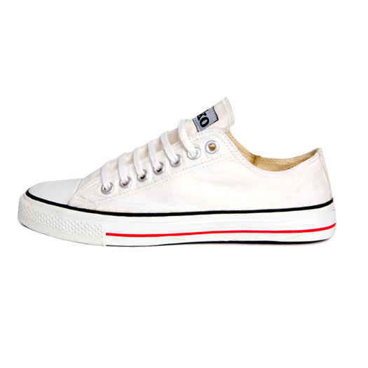 Etiko Vegan Low Cut White Stripe Sneakers Organic and Fairtrade Certified Ethical Sneakers