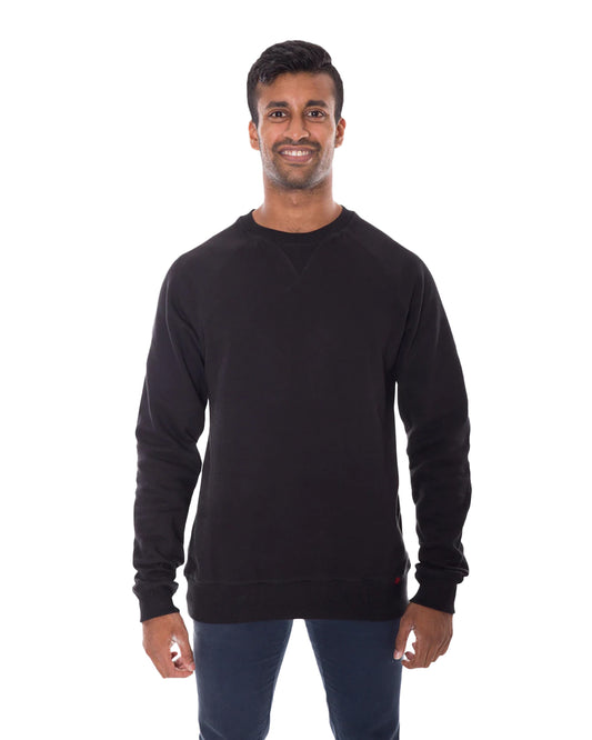 Etiko black organic cotton crew neck top with long sleeves, ethically made, certified organic