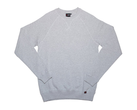 Etiko grey organic cotton crew neck top with long sleeves, ethically made, certified organic