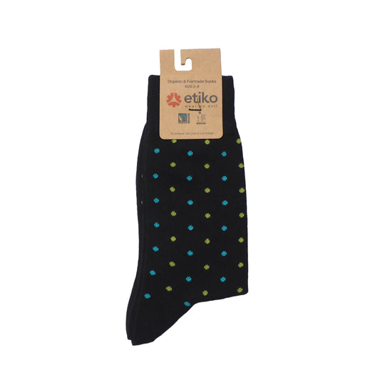 Etiko polka dot black dress socks made of soft organic cotton ethically made and fairtrade certified