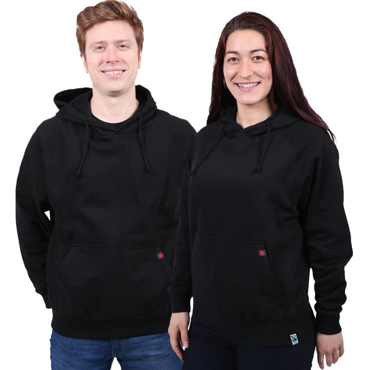 Etiko Fairtrade Certified Organic Cotton Black Unisex Pullover Hoodie
