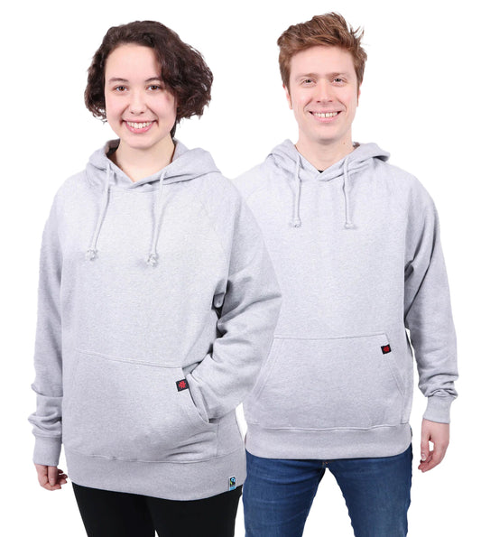Etiko Fairtrade Certified Organic Cotton Grey Unisex Pullover Hoodie