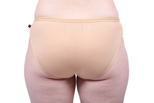 Etiko soft organic cotton nude bikini style ethical underwear with a elasticated waist