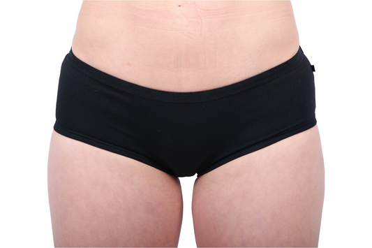 Etiko fairtrade and organic cotton black ethical women's underwear boyleg or boyfit underwear.