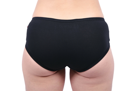 Etiko fairtrade and organic cotton black ethical women's underwear boyleg or boyfit underwear.