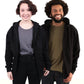 Etiko black unisex hoodie made from organic cotton with a zip opening at front