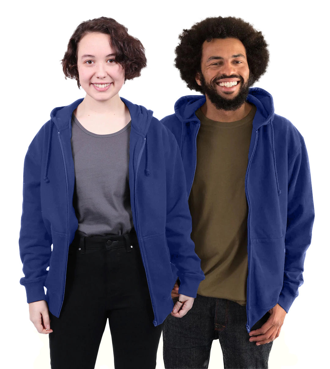 Organic and Fairtrade Unisex Navy Zipped Hoodie