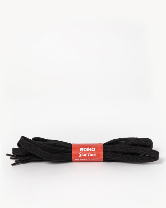 Etiko Fairtrade Certified High Top Black Shoelaces, Eco-Friendly