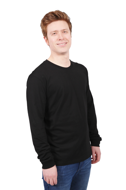 Etiko Fairtrade Certified Organic Cotton Black Long Sleeve Unisex T-Shirt, Eco-Friendly