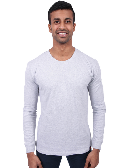 Etiko Fairtrade Certified Organic Cotton Grey Marle Long Sleeve Unisex T-Shirt, Eco-Friendly