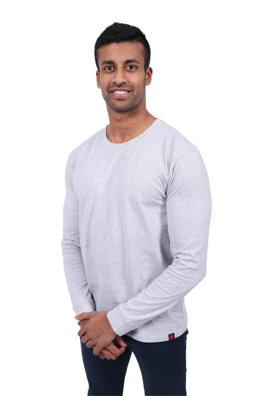 Etiko Fairtrade Certified Organic Cotton Grey Marle Long Sleeve Unisex T-Shirt, Eco-Friendly