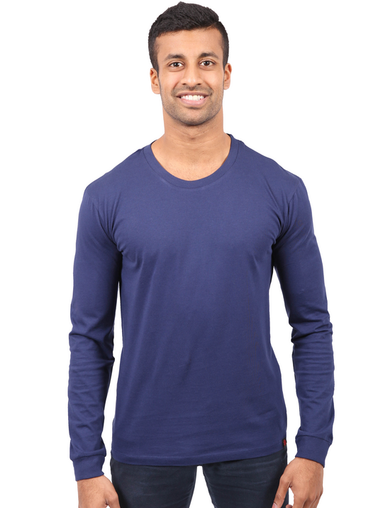 Etiko Fairtrade Certified Organic Cotton Navy Long Sleeve Unisex T-Shirt, Eco-Friendly