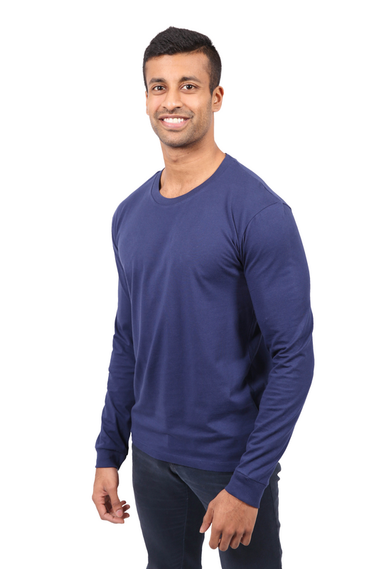 Etiko Fairtrade Certified Organic Cotton  Navy Long Sleeve Unisex T-Shirt, Eco-Friendly