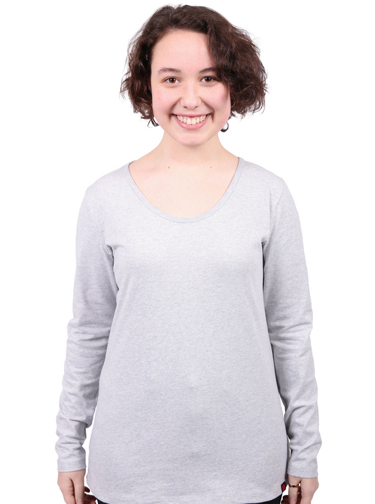 Etiko Fairtrade Certified Organic Cotton Grey Marle Long Sleeve Women’s T-Shirt, Eco-Friendly