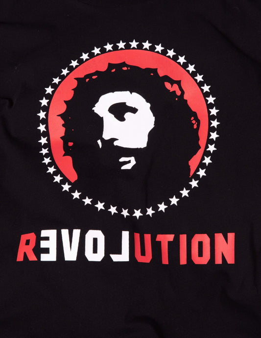 Etiko Fairtrade Certified Organic Cotton Love Revolution Printed Black Unisex T-Shirt