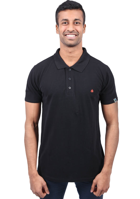 Etiko’s ethical fashion organic cotton black polo shirt ethically made and fair-trade certified