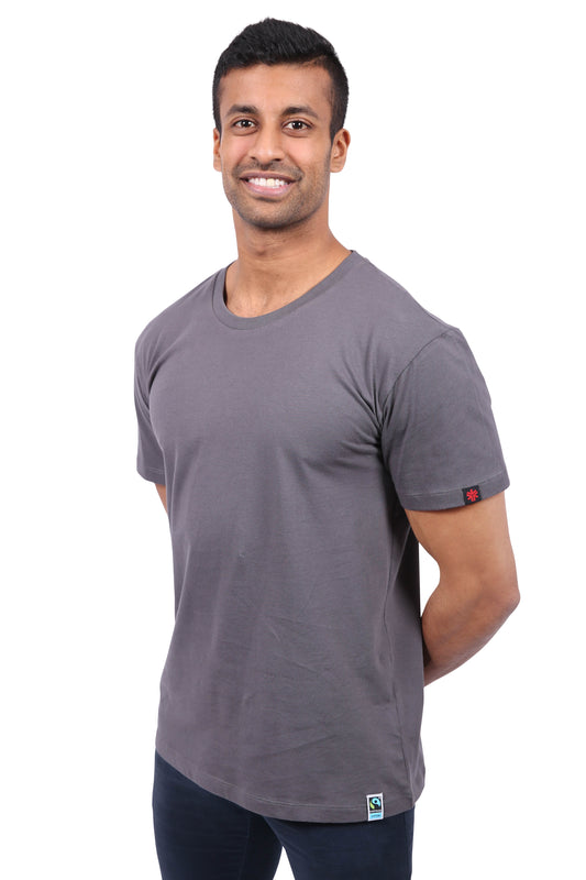 Etiko Fairtrade Certified Organic Cotton Charcoal Unisex T-Shirt, Ethically-made, Eco-Friendly