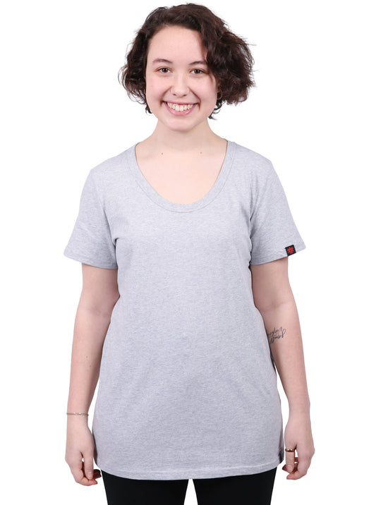 Etiko Fairtrade Certified Organic Cotton Grey Marle Womens Round Neck T-Shirt, Eco-Friendly