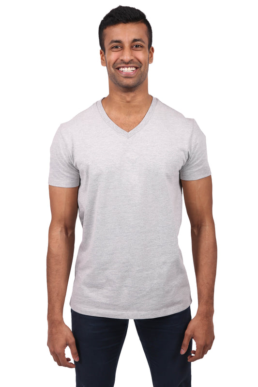 Etiko Fairtrade Certified Organic Cotton Grey Marle Unisex V-Neck T-Shirt, Ethically-made