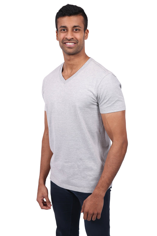 Etiko Fairtrade Certified Organic Cotton Grey Marle Unisex V-Neck T-Shirt, Ethically-made