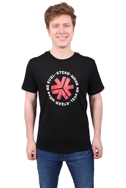 Etiko Fairtrade Certified Organic Cotton "Wear No Evil" Printed Black Unisex T-Shirt