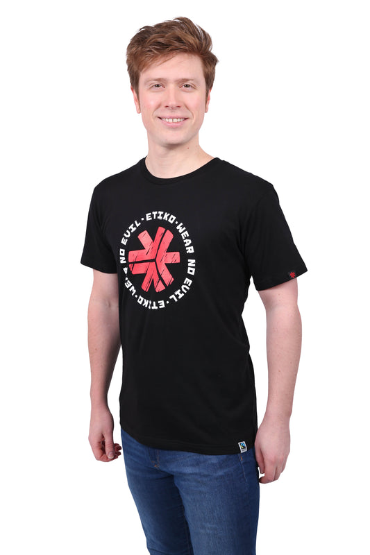 Etiko Fairtrade Certified Organic Cotton "Wear No Evil" Printed Black Unisex T-Shirt