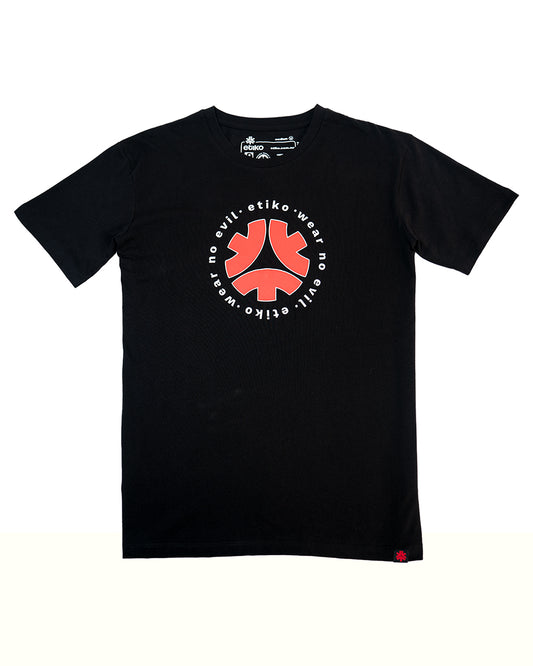 Etiko Fairtrade Certified Organic Cotton Wear No Evil Printed Black Unisex T-Shirt