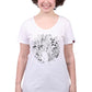 Etiko Fairtrade Certified Organic Cotton Zoo Hair Printed White Womens T-Shirt