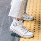 Etiko Vegan High Top White Stripe Sneakers Organic and Fairtrade Certified Ethical Sneakers