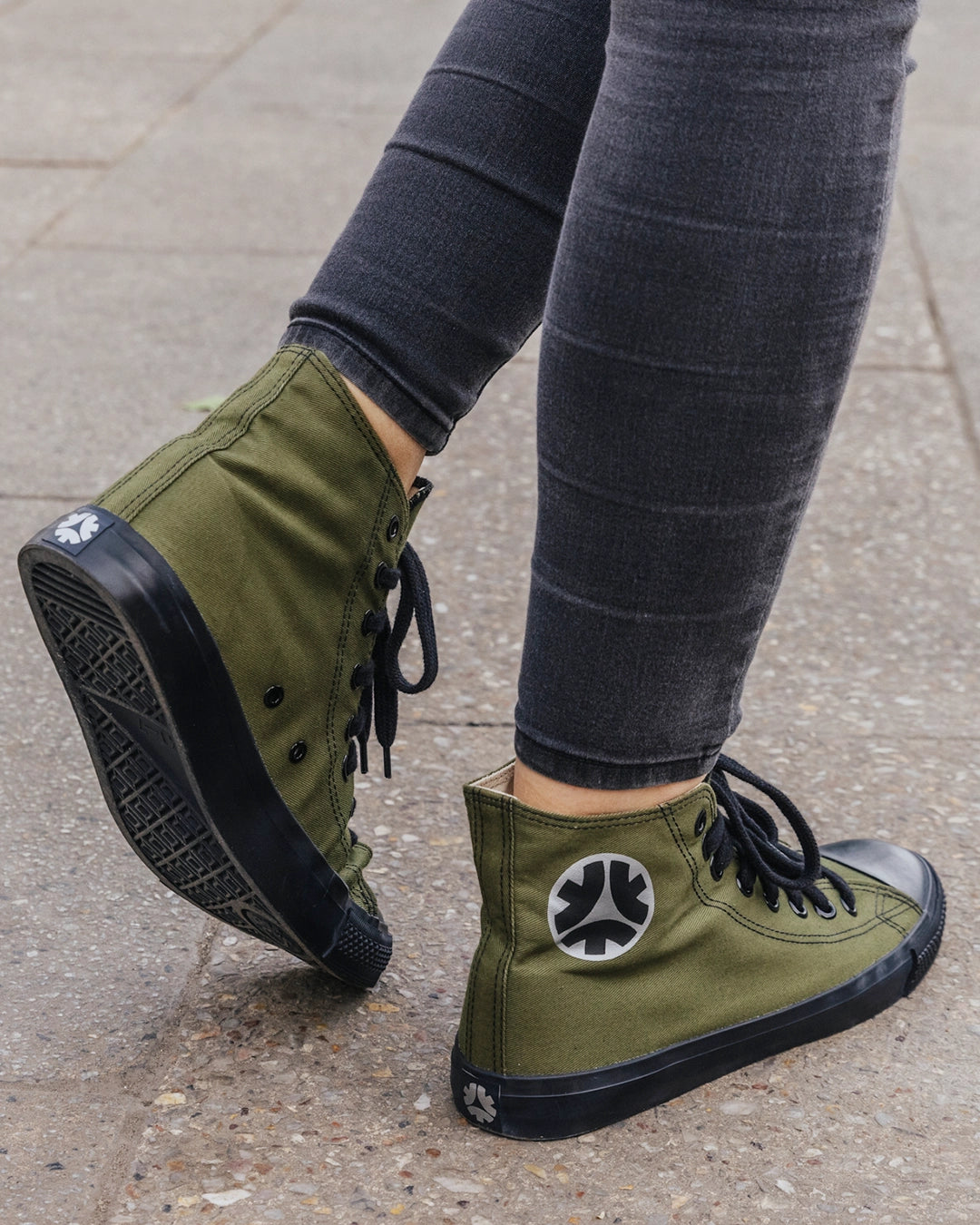 Etiko Ethical Sneakers Vegan High Top Olive and Black Sneakers Organic and Fairtrade Certified 