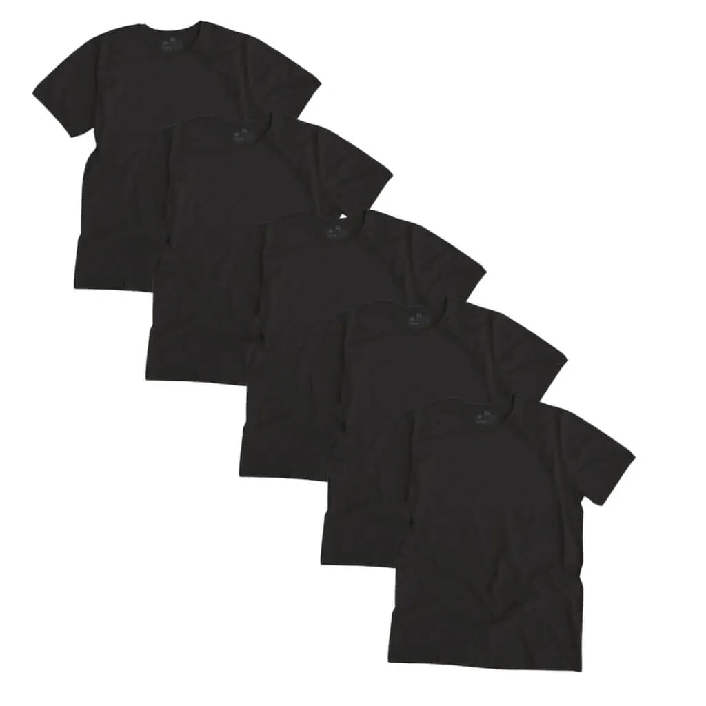 Round Neck T-shirt, Unisex Black (5 pack)