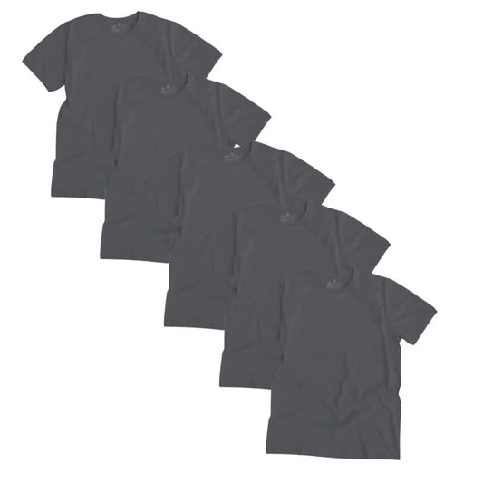 Round Neck T-shirt, Unisex Charcoal (5 pack)