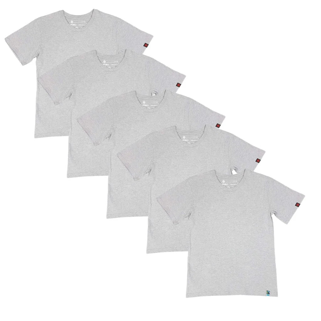 Round Neck T-shirt, Unisex Grey Marle (5 pack)