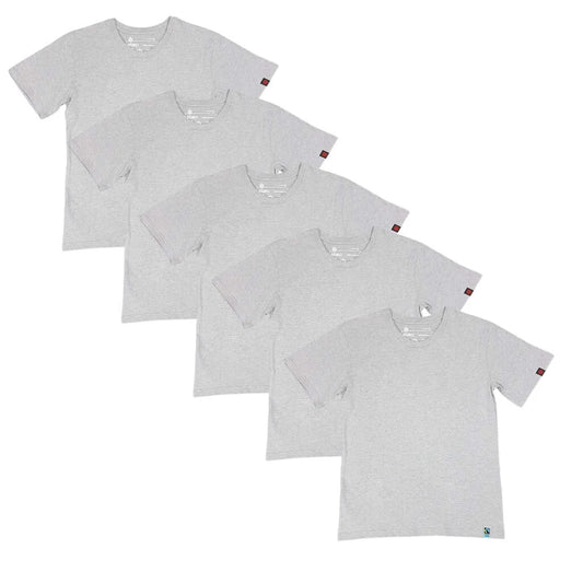 Round Neck T-shirt, Unisex Grey Marle (5 pack)