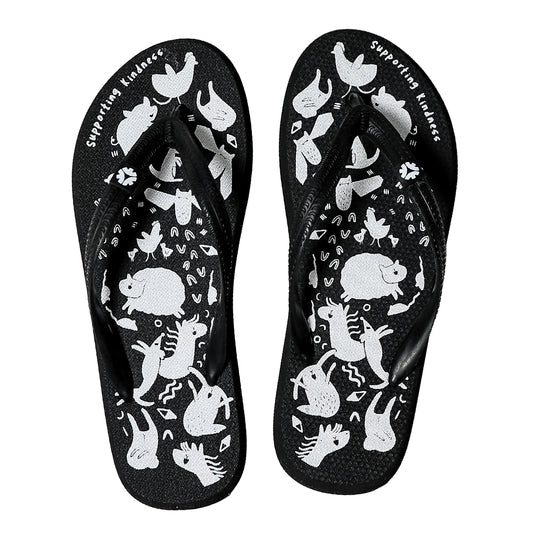 Natural Rubber Thongs - Edgar's Mission (Black with White Print)